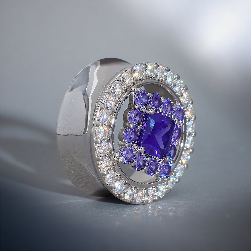 Violet Crown 14K Zircon Ear Gauge Tunnel (2Pcs)