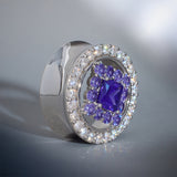 S925 Silber Zirkon Violett Krone Ohr Tunnel (2 Stück)