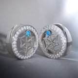 Tunnel d'oreille Web Blue Stone Moissanite 14 carats (2 pièces) 