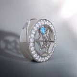 Tunnel d'oreille Web Blue Stone Moissanite 14 carats (2 pièces) 
