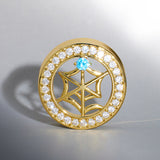 Tunnel d'oreille Web Blue Stone Moissanite 14 carats (2 pièces) 