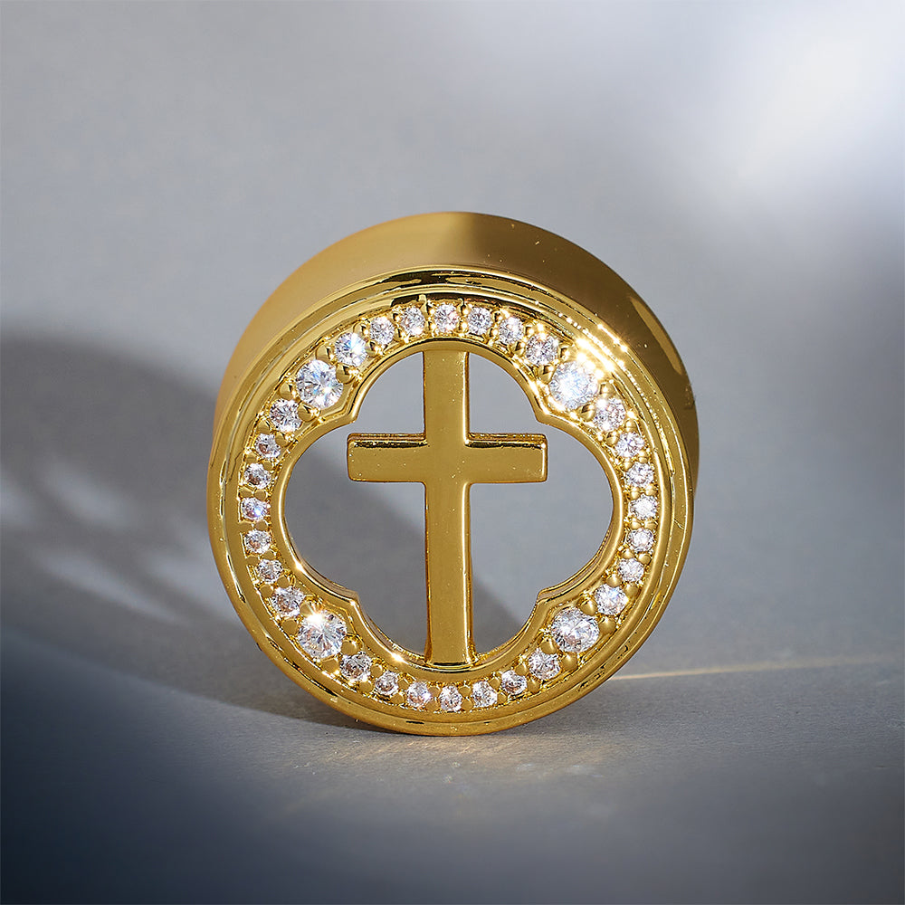 Window of Holy Light Zircon 14K Ear Gauge Tunnel (2Pcs)