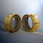 AK104170 Gold Tunnel Blue Zircon(2pcs) - AKAK BODYJEWELRY - ear - tunnel