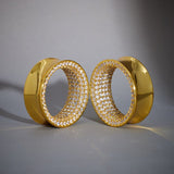 AKAK 14K Stars Shining Zircon Ear Gauge Tunnel - 9/16"(14mm) - AKAK BODYJEWELRY - ear - tunnel