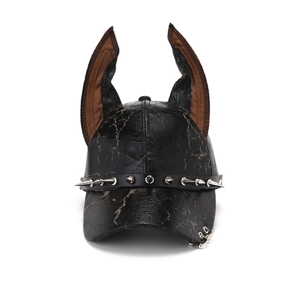 AKAK Doberman Spiked Leather Cap - AKAK BODYJEWELRY - ear - tunnel