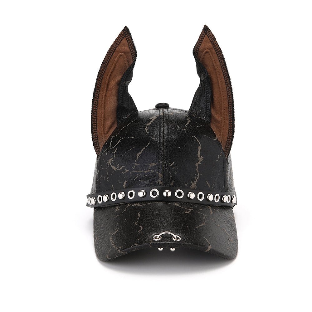 AKAK Doberman Spiked Leather Cap - AKAK BODYJEWELRY - ear - tunnel