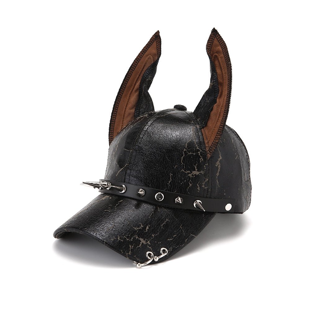 AKAK Doberman Spiked Leather Cap - AKAK BODYJEWELRY - ear - tunnel