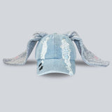 Light Denim Bunny Ear Hat-AKAK BODYJEWELRY Hat