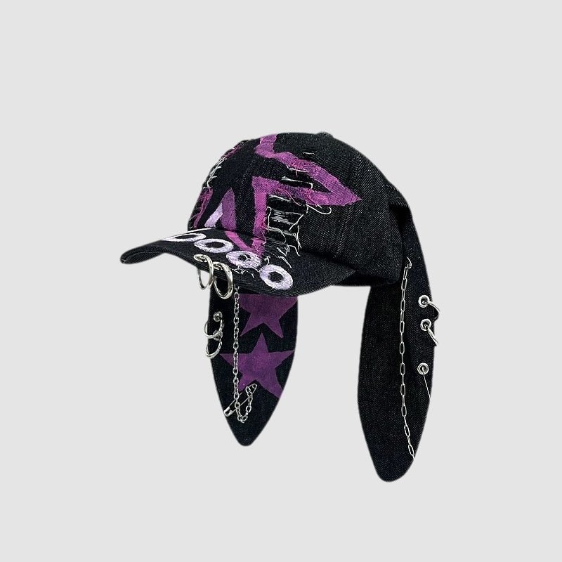 Purple Star Punk Bunny Ear Hat-AKAK BODYJEWELRY Hat