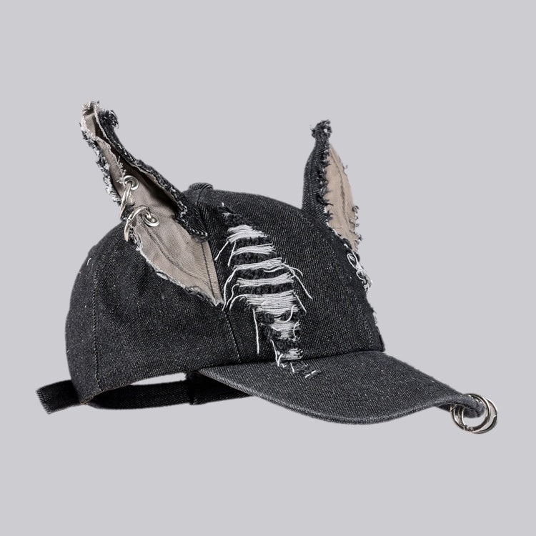 AKAK Rebel Cat Ear Denim Hat - AKAK BODYJEWELRY