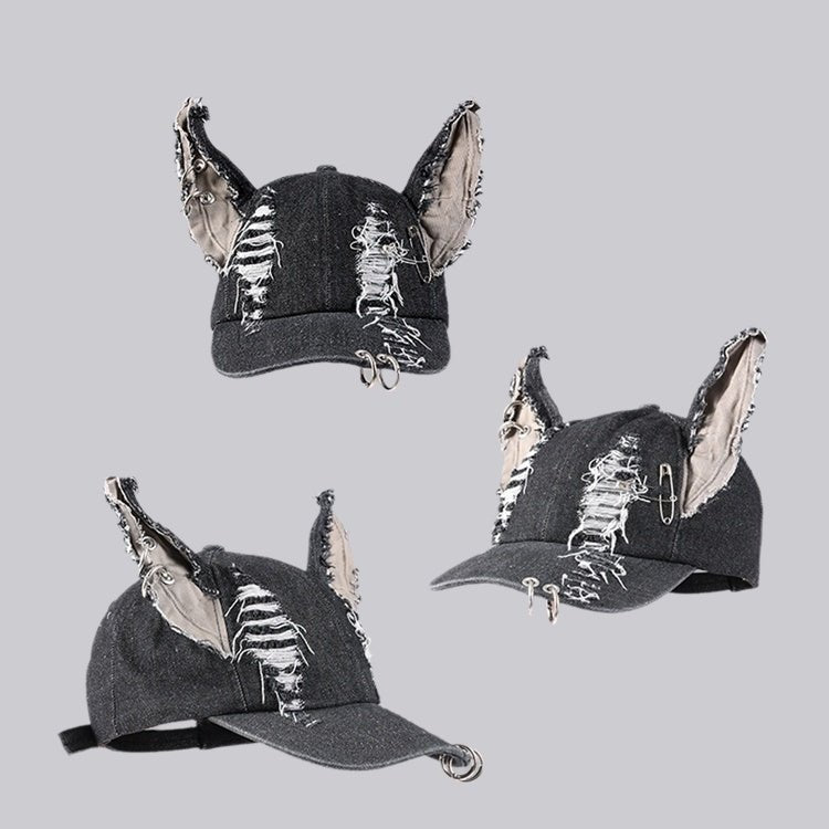 AKAK Rebel Cat Ear Denim Hat - AKAK BODYJEWELRY