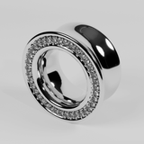 AKAK S925 Plated Luxury Moissanite Paved Ear Tunnels Plugs – Black & Gold Body Jewelry - AKAK BODYJEWELRY-ear-tunnel