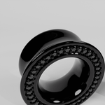 AKAK S925 Plated Luxury Moissanite Paved Ear Tunnels Plugs – Black & Gold Body Jewelry - AKAK BODYJEWELRY-ear-tunnel
