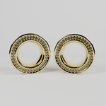 AKAK S925 Plated Luxury Moissanite Paved Ear Tunnels Plugs – Black & Gold Body Jewelry - AKAK BODYJEWELRY-ear-tunnel
