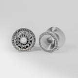 AKAK S925 Plated Pure Shining Zircon Ear Gauge Tunnel ( 2Pcs ) - AKAK BODYJEWELRY - ear - tunnel