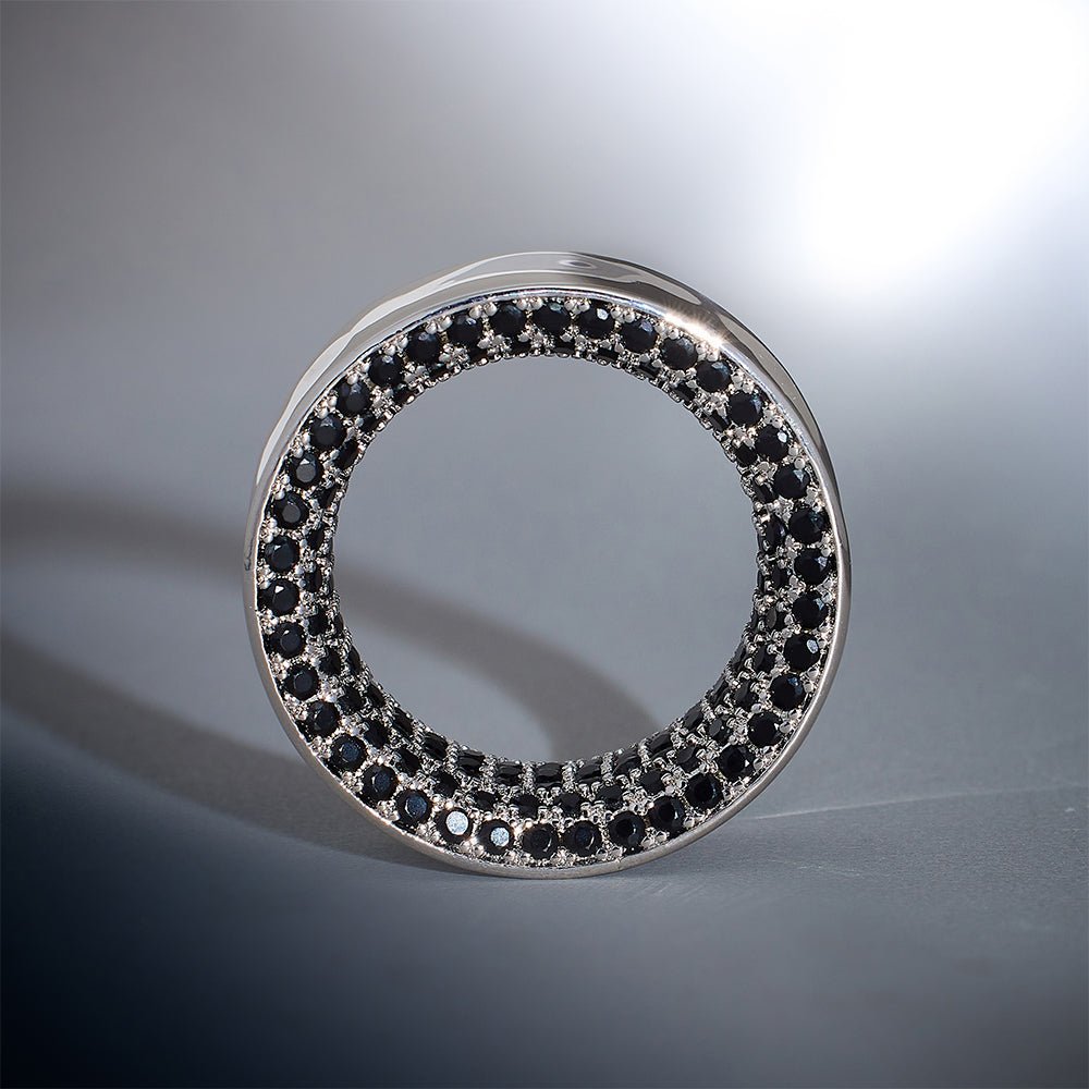 Black Spinel S925 Silver Stars Shining Ear Gauge Tunnel(2Pcs) - AKAK BODYJEWELRY - ear - tunnel