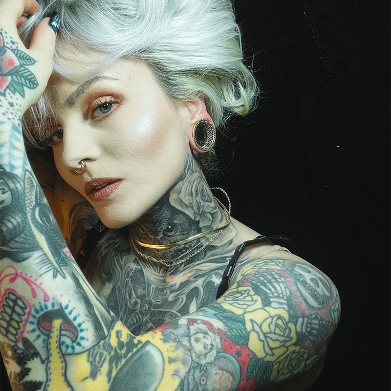 Black Zircon 8K Stars Shining Ear Gauge Tunnel(2Pcs) - AKAK BODYJEWELRY