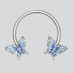 Blue Butterfly Horseshoe Septum Ring - AKAK BODYJEWELRY