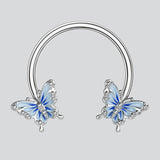 Blue Butterfly Horseshoe Septum Ring - AKAK BODYJEWELRY