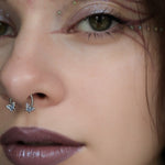 Blue Butterfly Horseshoe Septum Ring - AKAK BODYJEWELRY