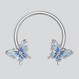 Blue Butterfly Horseshoe Septum Ring