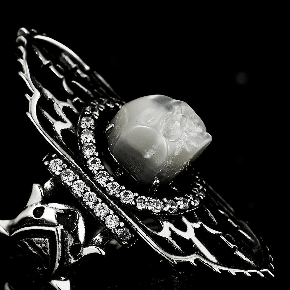 Castle Ghost Pearl Skull Ring - AKAK BODYJEWELRY - ear - tunnel