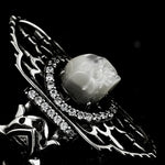 Castle Ghost Pearl Skull Ring - AKAK BODYJEWELRY - ear - tunnel