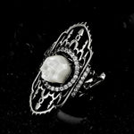 Castle Ghost Pearl Skull Ring - AKAK BODYJEWELRY - ear - tunnel