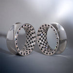 Checkerboard Moissanite 14K White Gold Tunnel(2pcs) - AKAK BODYJEWELRY - ear - tunnel