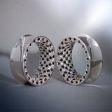 Checkerboard Moissanite 14K White Gold Tunnel(2pcs) - AKAK BODYJEWELRY - ear - tunnel