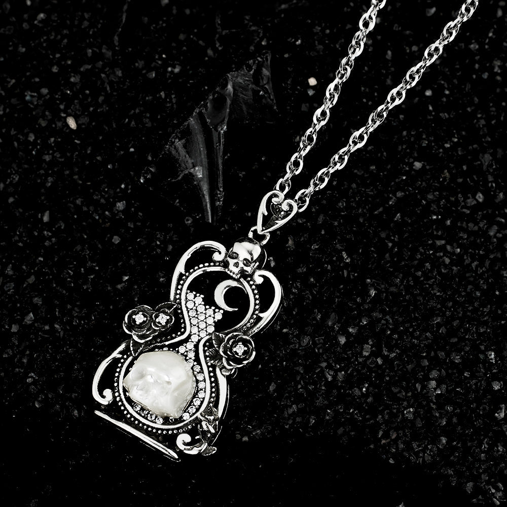 Destiny Rose Skull Necklace - AKAK BODYJEWELRY - ear - tunnel