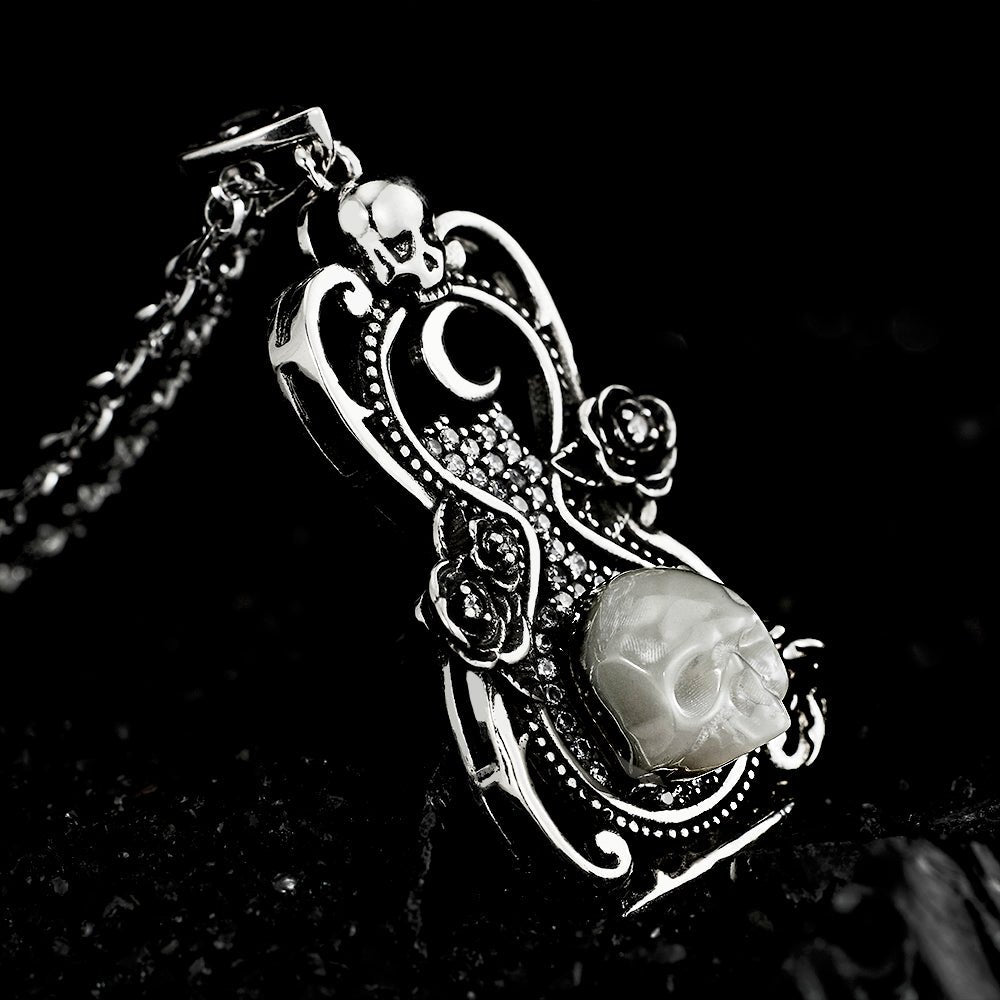 Destiny Rose Skull Necklace - AKAK BODYJEWELRY - ear - tunnel
