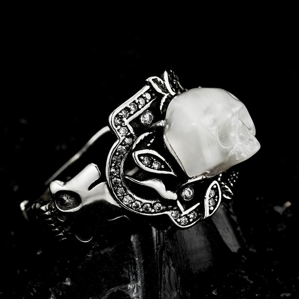 Eternal Pearl Skull Ring - AKAK BODYJEWELRY - ear - tunnel