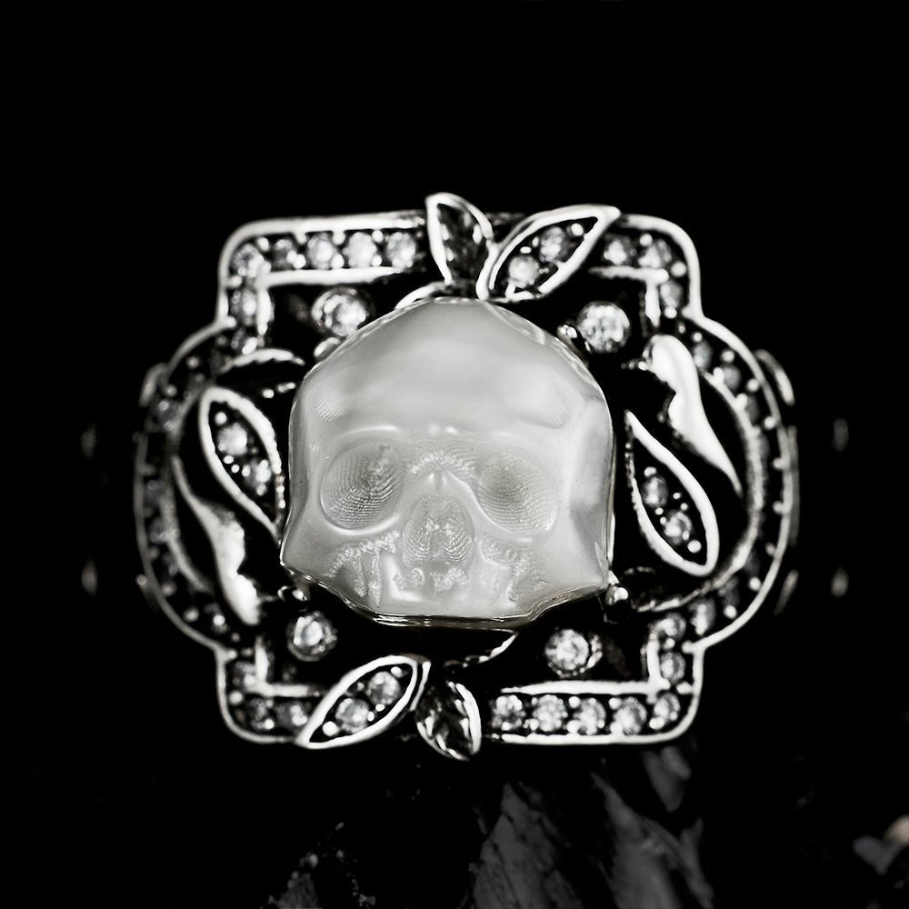 Eternal Pearl Skull Ring - AKAK BODYJEWELRY - ear - tunnel