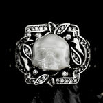 Eternal Pearl Skull Ring - AKAK BODYJEWELRY - ear - tunnel