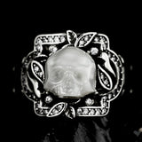Eternal Pearl Skull Ring - AKAK BODYJEWELRY - ear - tunnel