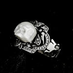 Eternal Pearl Skull Ring - AKAK BODYJEWELRY - ear - tunnel