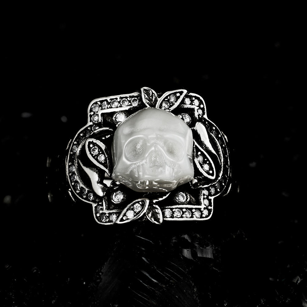 Eternal Pearl Skull Ring - AKAK BODYJEWELRY - ear - tunnel