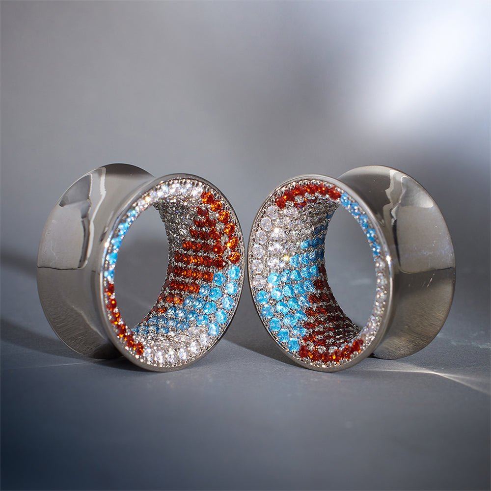 Free Will Zircon S925 Silver Tunnel (2Pcs) - AKAK BODYJEWELRY