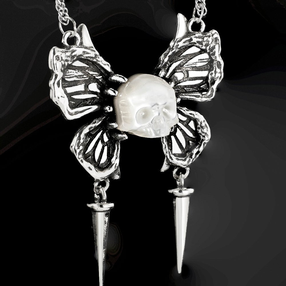 Ghost Wings Pearl Skull Necklace - AKAK BODYJEWELRY - ear - tunnel