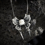 Ghost Wings Pearl Skull Necklace - AKAK BODYJEWELRY - ear - tunnel