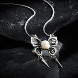 Ghost Wings Pearl Skull Necklace - AKAK BODYJEWELRY - ear - tunnel