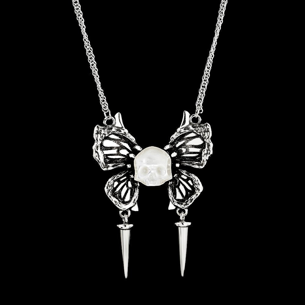 Ghost Wings Pearl Skull Necklace - AKAK BODYJEWELRY - ear - tunnel
