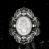 Ghostly Pearl Skull Ring - AKAK BODYJEWELRY - ear - tunnel