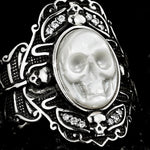 Ghostly Pearl Skull Ring - AKAK BODYJEWELRY - ear - tunnel