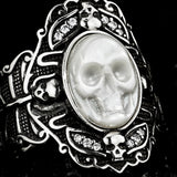 Ghostly Pearl Skull Ring - AKAK BODYJEWELRY - ear - tunnel