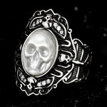 Ghostly Pearl Skull Ring - AKAK BODYJEWELRY - ear - tunnel