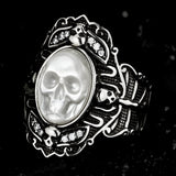 Ghostly Pearl Skull Ring - AKAK BODYJEWELRY - ear - tunnel