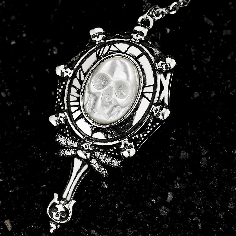 Ghostveil Radiance Pearl Skull Necklace - AKAK BODYJEWELRY - ear - tunnel