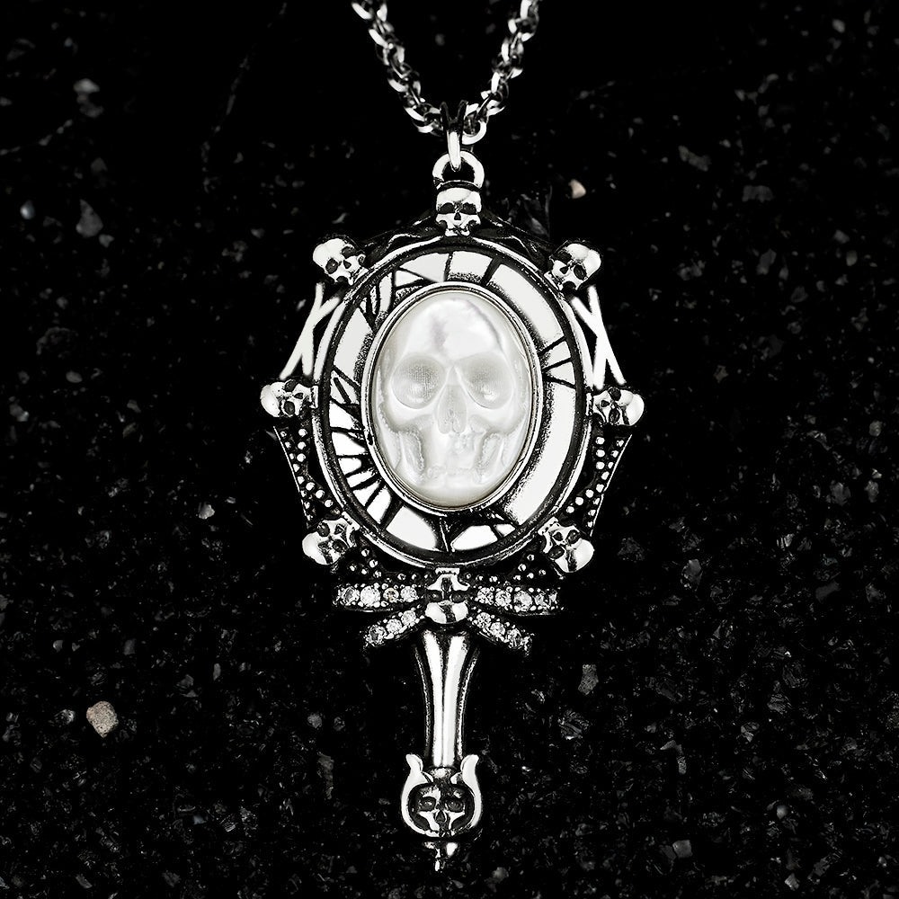 Ghostveil Radiance Pearl Skull Necklace - AKAK BODYJEWELRY - ear - tunnel